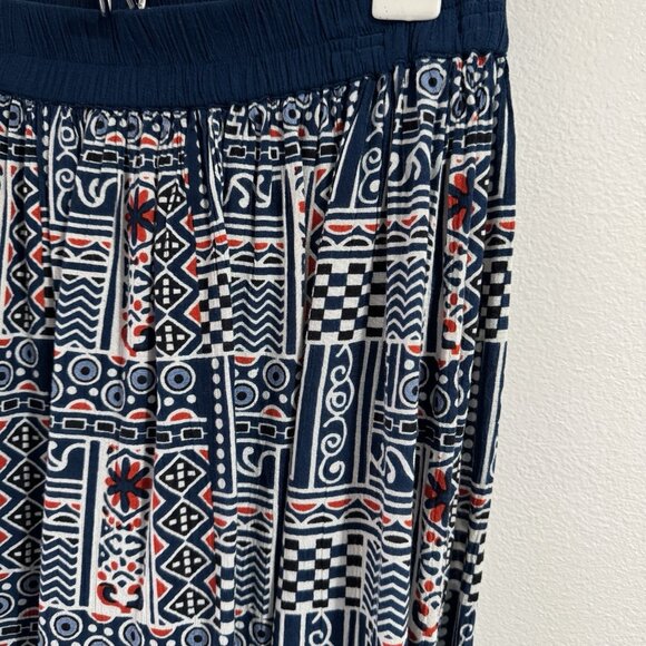 Vintage 90s Y2K Anthony Richards Midi Skirt 12 Red White Blue Tribal Native - Picture 2 of 7